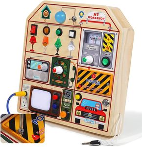 Tablero de Actividades Montessori de Madera para Niños Pequeños de 3, 4 y 5 Años, Juguetes Sensoriales de Madera para Niños Pequeños - Product Image 1