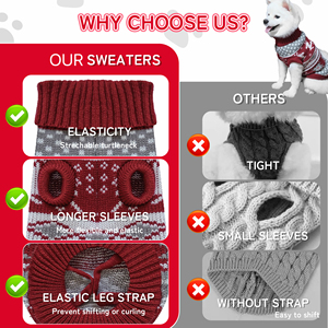 <span class=keywords><strong>Prix</strong></span> d'usine – Nouveau pull pour chien à col roulé, motif cerf, tricoté, chaud, doux et respirant, idéal pour l'hiver et les fêtes de Noël - Product Image 4
