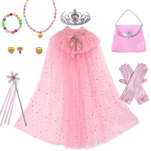 Cappa per ragazze da principessa per festa di compleanno di natale con corona di Tiara gioielli per bambine che si vestono in Costume - Product Image 4