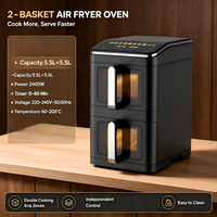 Friteuse à air familiale 11L double couche avec écran tactile numérique Wi-Fi et menus visibles, personnalisable en gros pour supermarchés