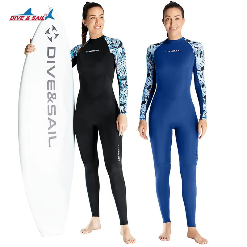 Tuffo per immersione e vela per sublimazione solare da donna con cerniera posteriore in Lycra Rash Guard costumi da bagno da sub surf