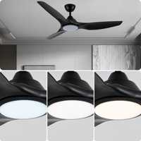 Ventilateur de plafond LED de luxe de 52 pouces, 3 pales en ABS, moteur DC intelligent, télécommande, ventilateur d'intérieur décoratif avec lumière
