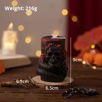 Bougie parfumée en cire de soja en forme de crâne d'Halloween, faite à la main, dans un bocal en verre, boîte cadeau, vente en gros transfrontalière
