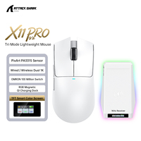 ATTACK SHARK New X11 Pro V2 Mouse Gaming Nirkabel dengan Layar TFT, Dock Pengisian Daya Magnetik Qi, Sensor PixArt PAW3315, Koneksi Kabel/BT/2.4G