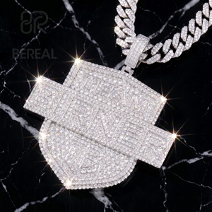 Gra Certified VVS Moissanite Iced Out <b>Initial</b> <b>Pendant</b> Luxury Hip Hop Round Diamond 925 <b>Silver</b> 3D Name <b>Pendant</b> Fine Men Jewely - Product Image 1