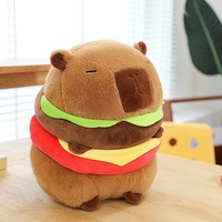 Peluche Capibara unisexe en forme de hamburger, oreiller pour poupée Capybara, douce brodée, pour enfant