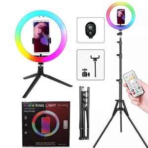 Dernier modèle : Anneau lumineux LED RGB de 26 cm (10 pouces) pour selfie, avec trépied et support - Product Image 1
