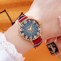 Montre à quartz pour femme avec cadran éléphant ethnique, style antique simple, boîtier en alliage, bracelet en cuir, mode décontractée, montre bohème