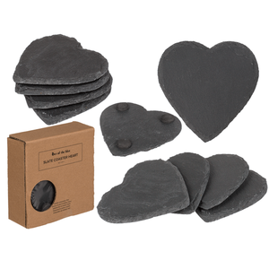 Slate <b>coaster</b>, heart, ca. 10 cm, Set of 4 pcs - Product Image 1