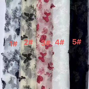 Tessuto in Tulle Trasparente con Ricamo 3D a Farfalla, Elegante Tessuto in Pizzo per Abiti da Sposa e Veli Nuziali a Prezzo di Fabbrica - Product Image 2