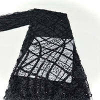 Nouvel arrivage de tissu de dentelle verte de luxe avec de lourdes paillettes de perles de broderie pour les robes de robe de mariée Designer de paillettes de perles pour B