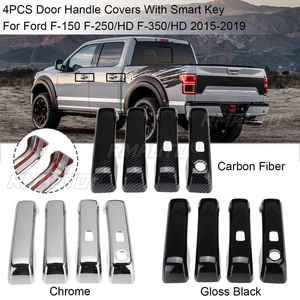 Coques de poignées de portières de voiture avec clé intelligente + Ensemble de garnitures de panneaux de poignées de portières extérieures pour Ford F-150 F150 F-250/HD F-350/HD 15-19 - Product Image 1