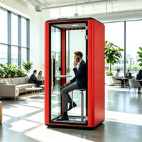 Cabine de bureau insonorisée mobile individuelle avec table, tabouret et prise de courant pour bureau et aéroport