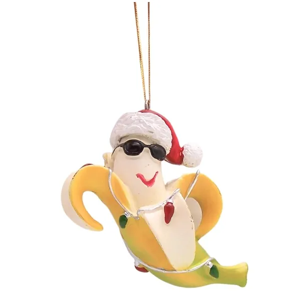 Ornamen Natal pisang keren resin yang dibuat sesuai pesanan. Dekorasi pohon liburan, koleksi rumah