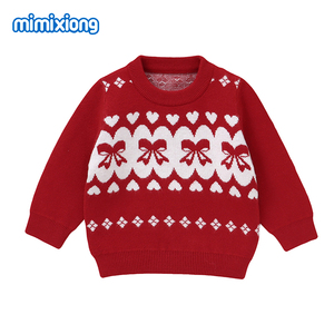 Nuevo Suéter Navideño para Bebé Recién <span class=keywords><strong>Nacido</strong></span> Mimixiong con Certificación OEKO-Tex, Suéteres y Chaquetas con Patrón <span class=keywords><strong>de</strong></span> Lazo Jacquard - Product Image 1