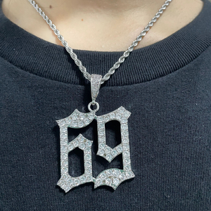 Collier avec pendentif 6ix9ine, rappeurs populaires, serti de pierres en zircon cubique AAA, numéro <span class=keywords><strong>69</strong></span>, bijoux hip-hop unisexe - Product Image 2