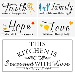 Inspirational Words Saying Stencil Templates and Vinyl Wall Quotes Stickers Set.