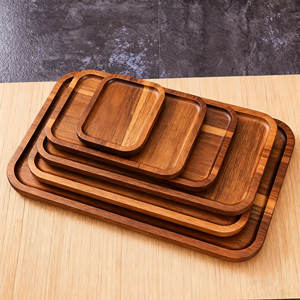 صينية مستطيلة من خشب الأكاسيا على الطراز الياباني لتقديم الفاكهة والشاي والحلويات في المنزل أو الفندق للحفلات - Product Image 6