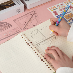Juego de reglas motivacionales para estudiantes, 20cm, plástico, unisex, para niños de 8 a 13 años, suministros de aprendizaje de matemáticas, juego de cuatro reglas triangulares - Product Image 3
