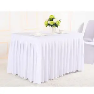 Polyester Exhibition Banquet Meeting Various color Desk Table Skirts Solid Skirting Table