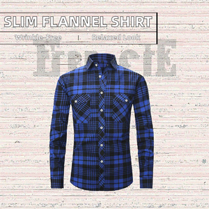 Chemise pour homme à manches longues, à col montant, en tissu brossé uni, haut de gamme, décontractée, ajustée, anti-froissement, à double poche, printemps-été - Product Image 2