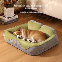 Coussin de couchage confortable pour animaux de compagnie, design surélevé, extra épais, lavable, doux, avec protection du cou, pour chiens et chats, idéal pour l'hiver
