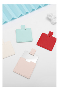 PU Leather Trường Hợp Bìa Thép Không Gỉ Nhỏ Gọn Gương Ví Không Thể Phá Vỡ Gương Du Lịch Cầm Tay Cắm Trại Cạo Râu Gương - Product Image 6