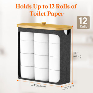 <span class=keywords><strong>Cesta</strong></span> de almacenamiento de papel higiénico de <span class=keywords><strong>30</strong></span> L con tapa, soporte de papel higiénico de pie para rollos de 12 Mega, organizador de estante de baño - Product Image 2