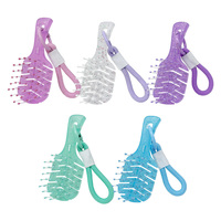 Brosse à cheveux mini XXS en paille de blé naturelle avec chaîne pour accrocher au porte-clés, au sac, etc.