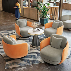 Fauteuil pivotant de luxe léger italien en velours pour salon, hôtel, négociation commerciale, loisirs, modèle SF2613 - Product Image 3