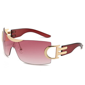 แว่นกันแดดแฟชั่นใหม่ กรอบไร้ขอบ สีสันสดใส ป้องกันรังสียูวี สำหรับผู้ชายและผู้หญิง สไตล์วินเทจ ขนาดใหญ่ - Product Image 5