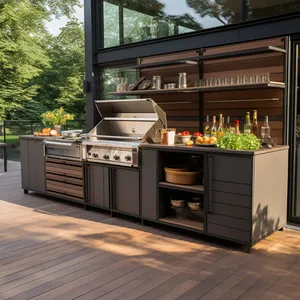 Armario de cocina exterior de acero inoxidable para almacenamiento de despensa de jardín