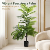 Palmier Areca Artificiel en Plastique de 135 cm de Hauteur, Plante en Pot, Palmier Tropical Réaliste, Tronc Brun Foncé, Feuillage Vert Vif