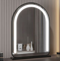 Miroir de maquillage électronique LED avec interrupteur tactile, miroir de maquillage sur pied, cadre en métal, verre personnalisé, cosmétique de bureau