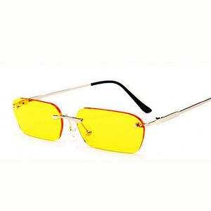 Gafas de Sol Cuadradas Retro Modernas al por Mayor para Hombre y Mujer, Lentes Rojas, Amarillas y Azules, Gafas de Sol Rectangulares Pequeñas sin Montura para Mujer - Product Image 3