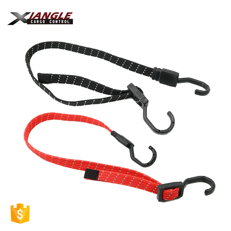 18mm high tensile strength bungee cord bungee strap hook elastic Flat bungee cord with hooks