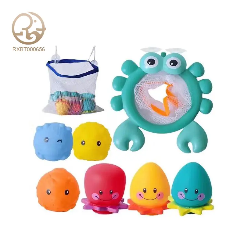 Fabrika kaynağı bebek 'kiti sevimli kauçuk hayvan bebek banyo oyuncak kepçe ve su sprey PVC ve plastik oyuncaklar