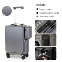 Valise de transport pour PC professionnel avec boucle magnétique, serrure intelligente à empreinte digitale, support de téléphone, port de chargement USB, roulettes silencieuses TSA