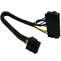 Adaptateur d'alimentation principal 24 broches à 10 broches ATX PSU câble à manchon tressé pour IBM Lenovo pc et serveurs 12 pouces (30cm)