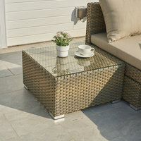 Ensemble de salon d'extérieur en rotin PE de qualité supérieure, élégant, en forme de L, résistant aux intempéries, pour hôtel, patio, jardin, cour