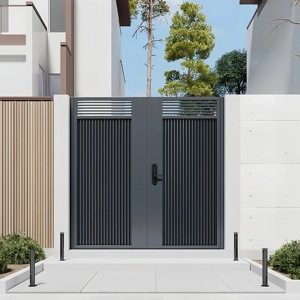 <span class=keywords><strong>Portail</strong></span> latéral sécurisé en aluminium à lattes étroites pour l'accès à la cour et aux allées de la maison - Product Image 3