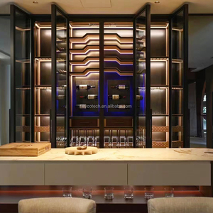 Armoire à vin électrique en acier inoxydable 304, contrôle de la température de 5 à 20 degrés, coupe en cuir aspect bois pour hôtel - Product Image 4