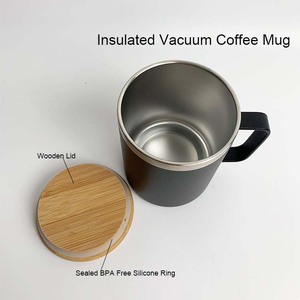 New <strong>Design</strong> Travel Stainless Steel Double Walled <strong>Coffee</strong> <strong>Mug</strong> <strong>with</strong> Nature Bamboo Lid, Insulated Thermal <strong>Coffee</strong> Cup <strong>with</strong> Wooden Lid - Product Image 3