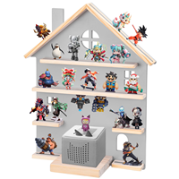 Étagère murale en bois en forme de maison grise pour Toniebox, personnages Tonie, organisateur de poupées de collection à suspendre au mur