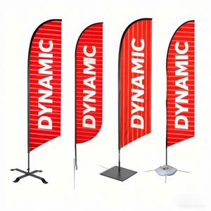 Drapeaux de plage publicitaires personnalisés en polyester, imprimés par sublimation, durables, pour l'extérieur, avec mât en aluminium - Product Image 1