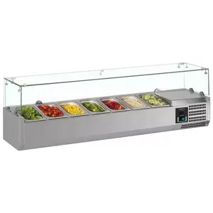 Roestvrij Staal Glas Pizza Topping Chiller Commerciële Salade Bar Te Koop