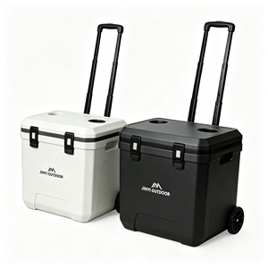 JINYI OUTDOOR Rotomolded Cooler Box 36L Square Portable Ice Chest with Retractable Handle and Wheels for Outdoor Camping - Product Image 1