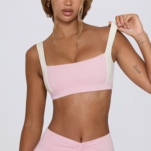 Custom Logo Women Fashion Sports <b>Bra</b> Contrast Straps <b>Open</b> Back Sexy Padded Crop Top Square Neck Comfortable Cute Yoga Sports <b>Bra</b> - Product Image 4