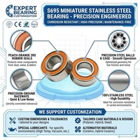 Roulement à billes hybride céramique haute vitesse S695RS 5x13x4mm en acier inoxydable, mini-roulements pour moulinets de pêche et petits moteurs