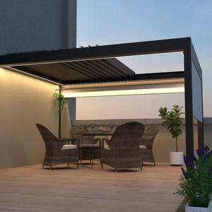 Pavillon <span class=keywords><strong>de</strong></span> luxe en alliage <span class=keywords><strong>d</strong></span>'<span class=keywords><strong>aluminium</strong></span> pour cour, fourni directement par l'usine, véranda extérieure avec stores à variation <span class=keywords><strong>d</strong></span>'<span class=keywords><strong>angle</strong></span> électriques intelligents et télécommande - Product Image 1